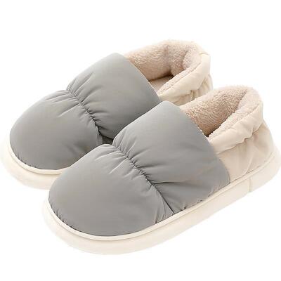 次日达日新款羽绒拖鞋拖男女冬季可本外穿跟包防滑家居室防水毛绒