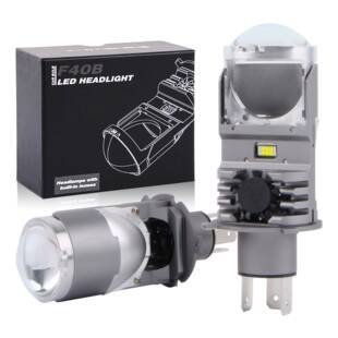 直插款H4透镜LED灯泡鱼眼车灯远近一体改装汽车摩托踏板车前大灯