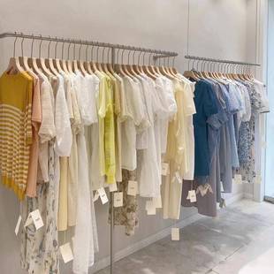 服装店展示架不锈钢上墙挂衣架女装货架壁挂式服装陈列道具拉丝银