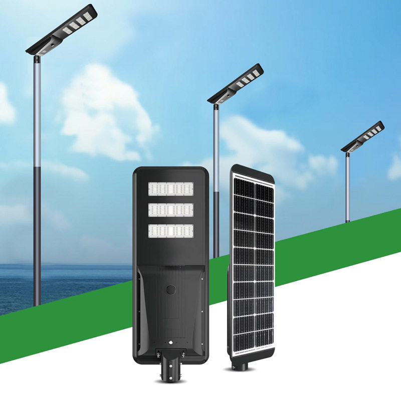 LED太阳能路灯头一体储带电池80W感应防工程道路照明跨境30W120W
