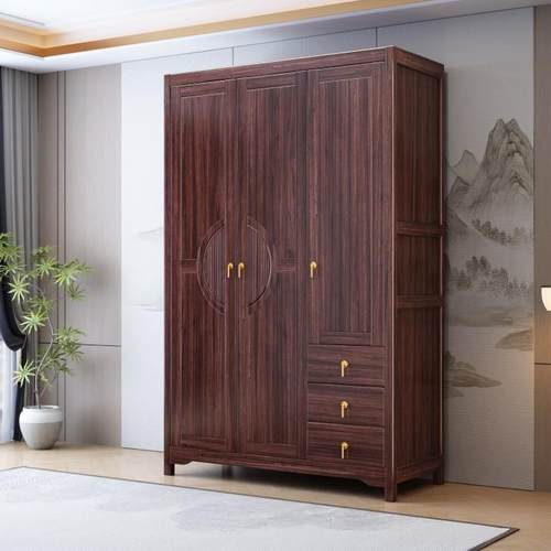 紫金檀木新中式实木新中式置物家用衣柜卧室收纳柜储物柜工厂直销