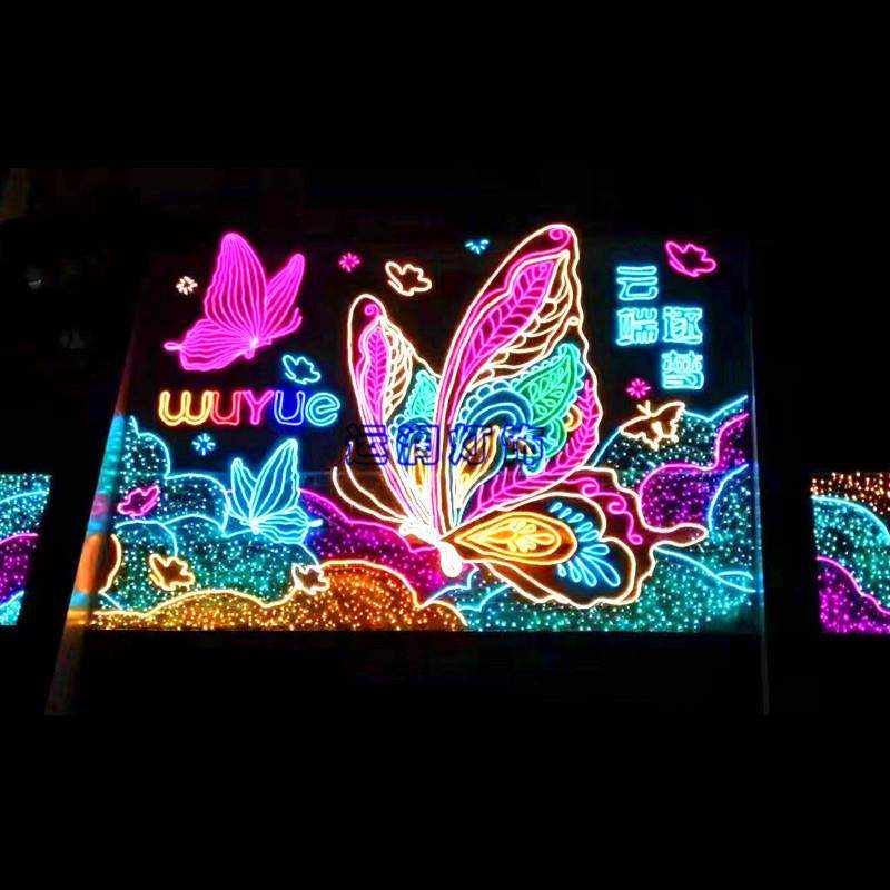 户外商场亮化灯光节装饰网红商业街幕墙灯饰画LED灯带造型灯光秀