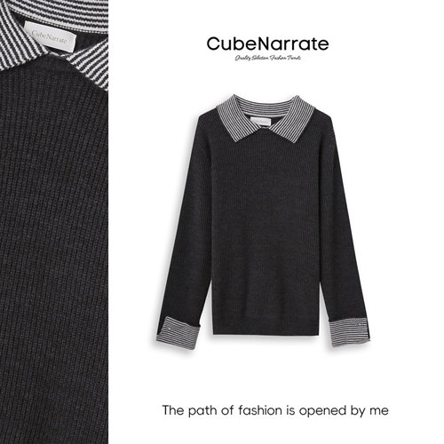 【最后一次狂欢】【轻柔落地】  条纹拼接针织毛衣CN1224W025