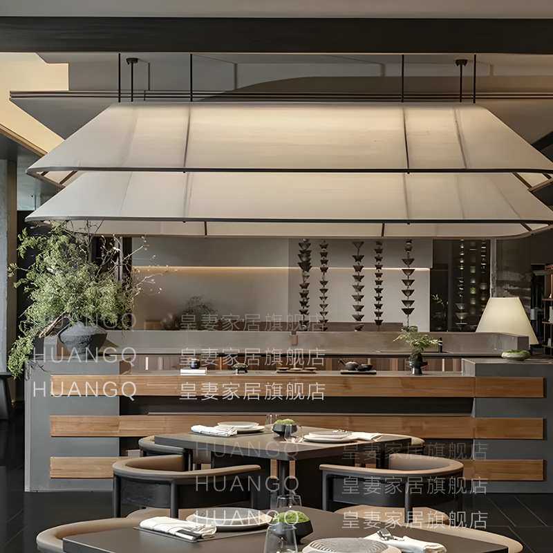 设计师款吊灯酒店吧台餐厅高端餐饮轻奢前台装饰布艺商用咖啡厅灯