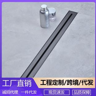 枪灰色304不锈钢浴室淋浴房排水槽防臭防堵家用隐藏式地漏DL2243
