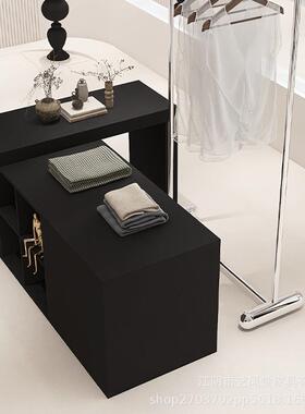 网红黑色服装店中岛台简约吧台烤漆展示柜流水台女装前台陈列装饰