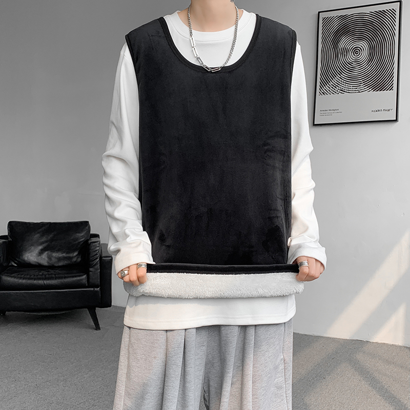 8XL-M德绒羊羔绒背心男加绒加厚保暖内搭坎肩马甲打底衫BR001P30