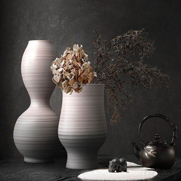 日式侘寂风轻奢高档陶瓷花瓶摆件客厅插花高级感陶罐电视柜装饰品,家居饰品,花瓶,淘宝优惠券,粉丝福利购,淘宝优惠卷