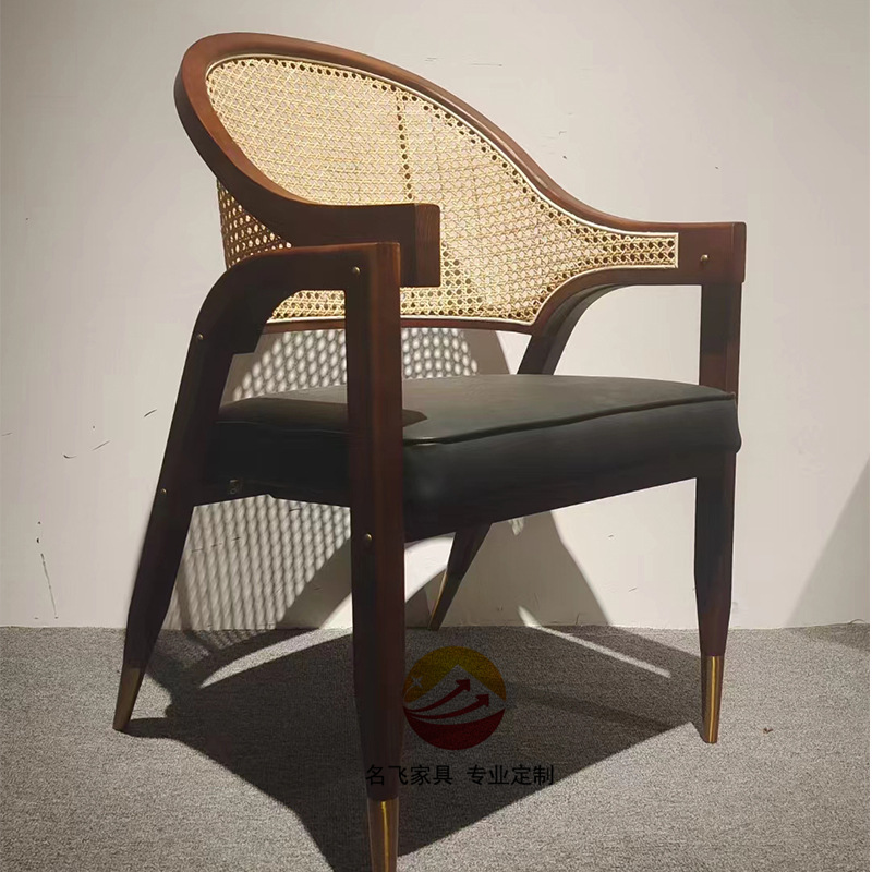 真藤餐椅北欧简约家用藤编椅子民宿酒店客房餐厅白蜡实木靠背餐椅