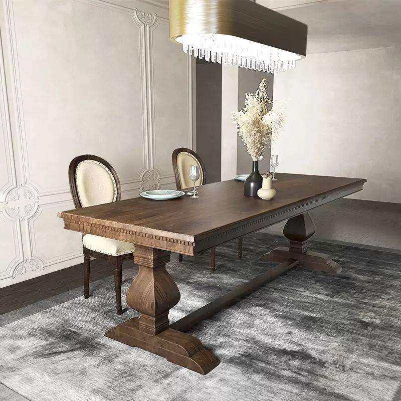 法式胡桃色实木餐桌椅欧式原木大板桌长方形复古茶桌中古会议桌,电子元器件市场,其它元器件,淘宝优惠券,粉丝福利购,淘宝优惠卷