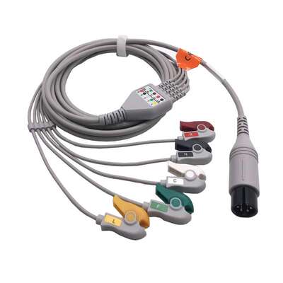兼容理邦/迈瑞 PM9000/IPM10/8 通用6PIN 一体三导心电导联线tpu