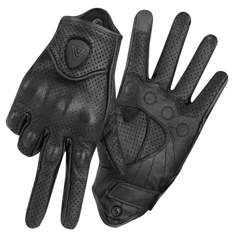 四季触屏摩托车骑行皮质手套男款女赛车缓冲机车复古骑士装备四季
