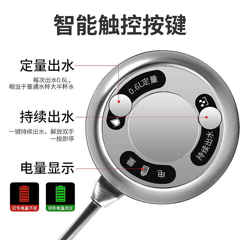 拜杰黑色电动抽水器家用桶装水上水器充电式便携吸水器可定量出水