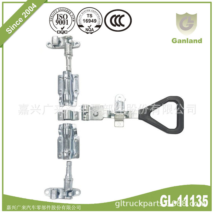 GL-11135车厢门锁套件27MM货车拉杆锁6分铁镀锌三角柄拉手锁具