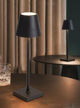 简约LED充电小夜灯铁艺高脚台灯卧室床头触摸氛围灯氛围营造