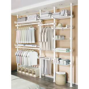 A10L顶天立地置物架挂晾衣到顶开放式衣帽间架子包组装杆金属衣柜