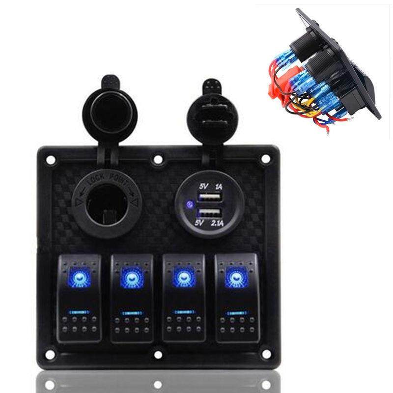 热销4位组合开关控制面板四个开关+双USB车充+电源母座LED灯可选,畜牧/养殖物资,畜牧/养殖器械,淘宝优惠券,粉丝福利购,淘宝优惠卷