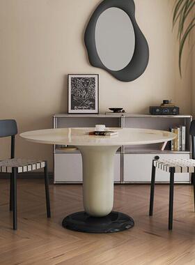 LDAD北欧实木圆形餐桌椅组合现代简约小户型设计师钢琴烤漆饭桌子