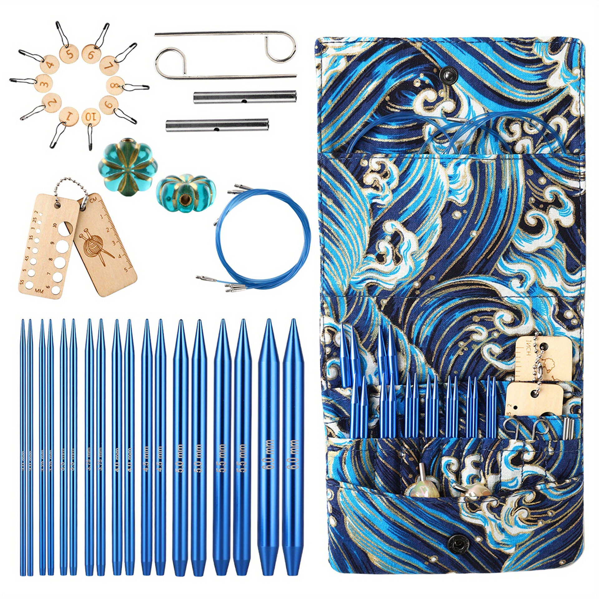 海浪收纳包组合环形针套装编织工具可拆卸环形针多尺寸拼接不卡线,居家布艺,针,淘宝优惠券,粉丝福利购,淘宝优惠卷