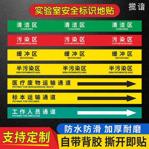 清洁缓冲半污染区通道标识牌地贴