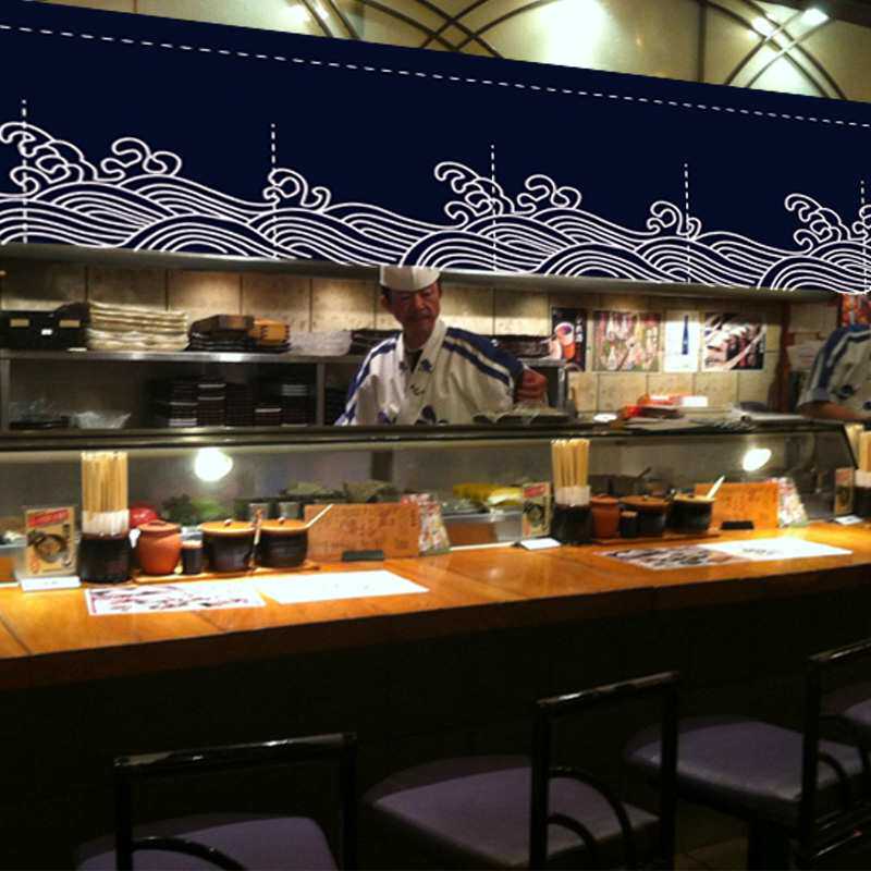 日式门帘料理店居酒屋厨房半帘吧台隔断帘短帘挂帘遮挡布帘定