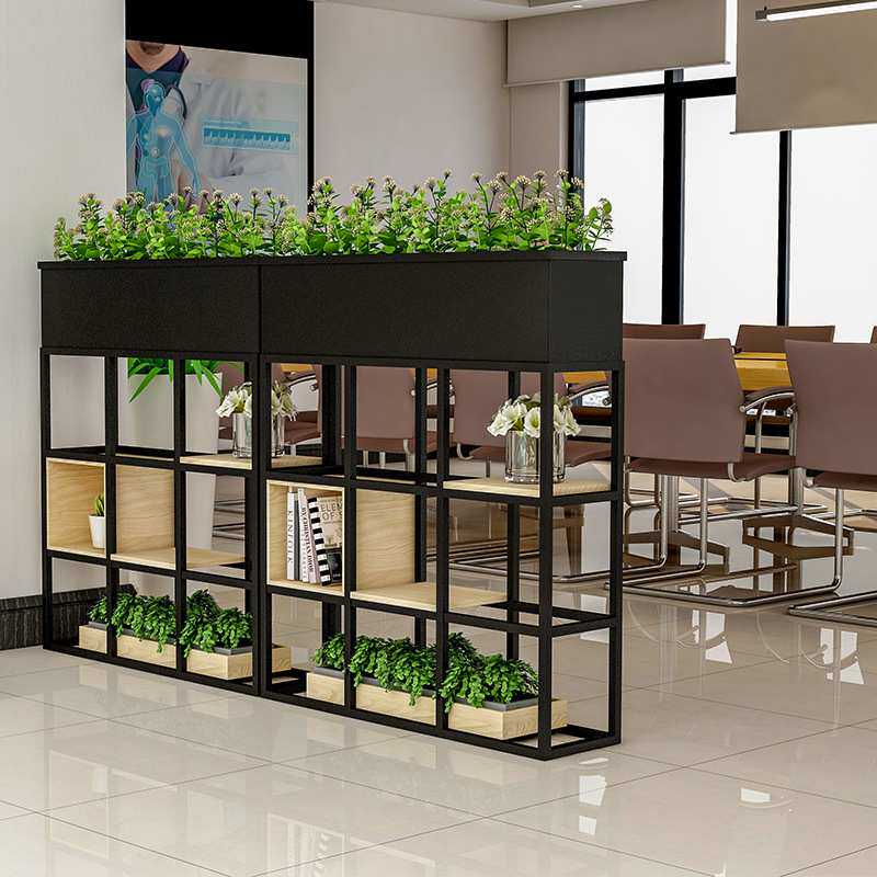办公室隔断墙屏风餐厅工业风围栏落地置物架装饰绿植铁艺花槽花架
