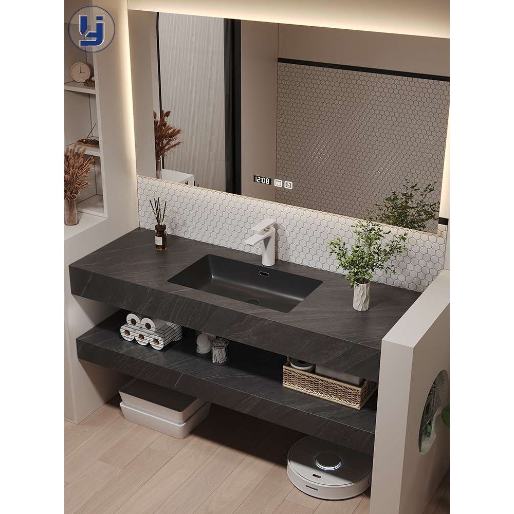 新款双层岩板无缝陶瓷盆可丽耐一体盆洗脸洗漱台浴室柜组合,电子元器件市场,其它元器件,淘宝优惠券,粉丝福利购,淘宝优惠卷