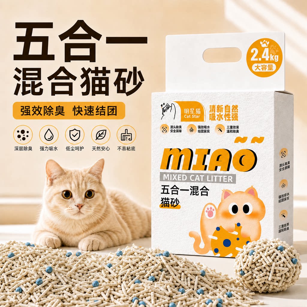 5合1混合遮臭混合豆腐猫砂防臭