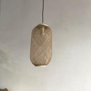 东南亚火锅店民宿日式灯笼茶楼吊灯具竹篾竹丝手工编织竹艺灯笼