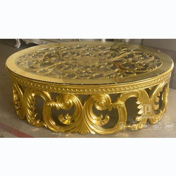 欧式奢华实木重工雕花金箔饰面镂空玻璃桌面别墅客厅圆形接待桌,农用物资,其他肥料,淘宝优惠券,粉丝福利购,淘宝优惠卷