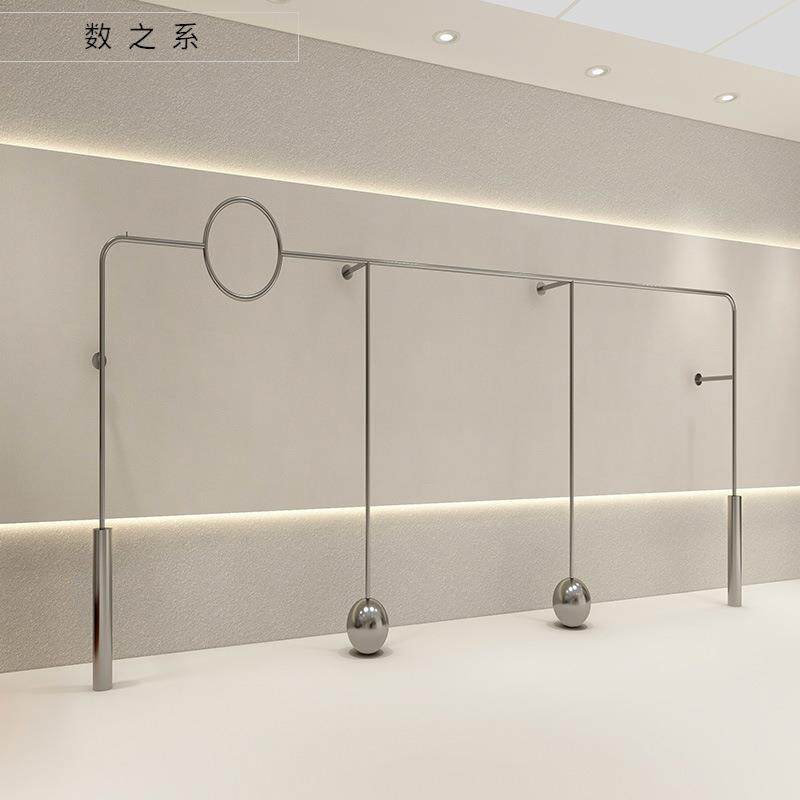 女装店展示架上墙服装店不锈钢亮面货架儿童男装高档陈列挂衣架子