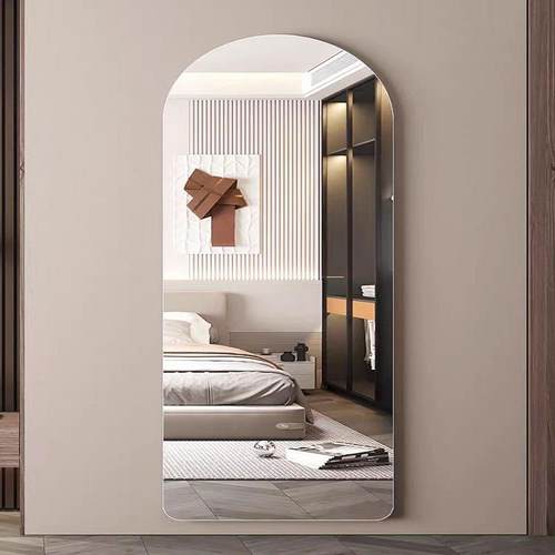 无框穿衣镜壁挂式贴墙自粘客厅装饰免打孔拱形异形试衣镜全身