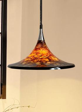 中古餐厅吊灯复古彩绘熔岩客厅升降岛台灯可调节伸缩餐桌主灯casa