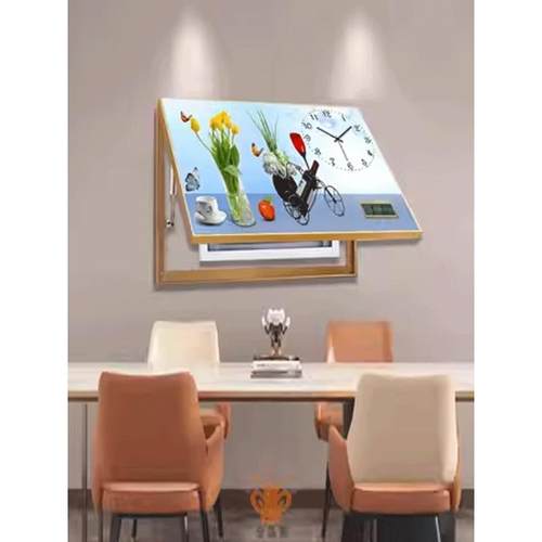 电表箱装饰画带钟表免打孔配电箱遮挡挂画轻奢开关盒万年历电闸箱