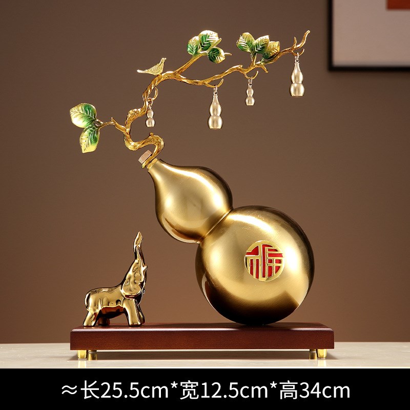 五福临门招财葫芦摆件客厅桌面玄关电视柜酒柜装饰金属创意新中式