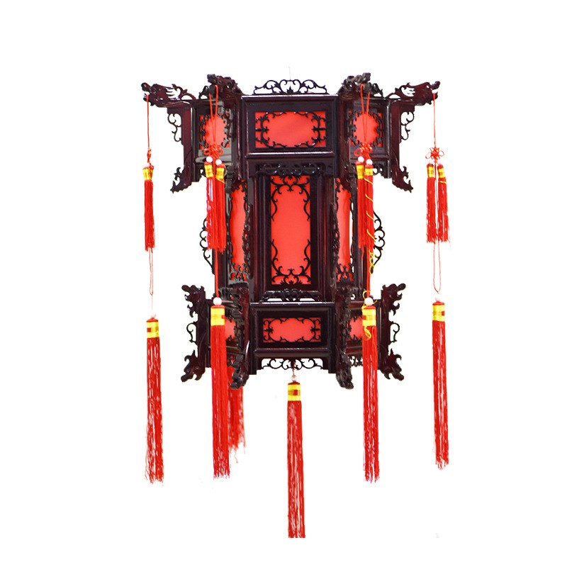 实木 大红布木雕仿古宫灯 木制婚庆节日喜庆灯笼花灯茶楼中式灯具