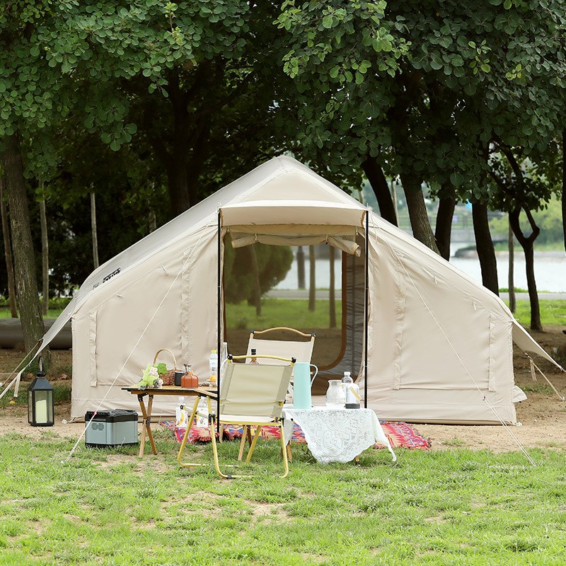 厂家户外露营充气帐篷加厚防雨小屋帐篷野营牛津小屋脊帐篷送气泵