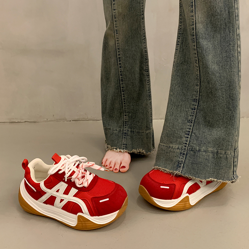 厚底网面透气德训鞋女百搭时尚