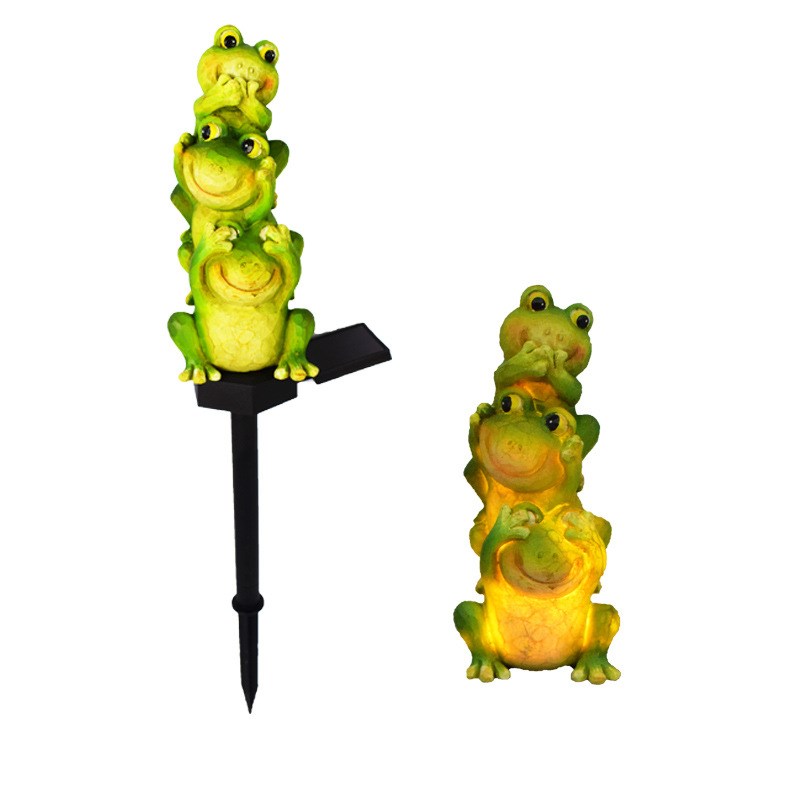 新款太阳能灯防水庭院花园草坪灯青蛙露台装饰树脂动物造型景观灯