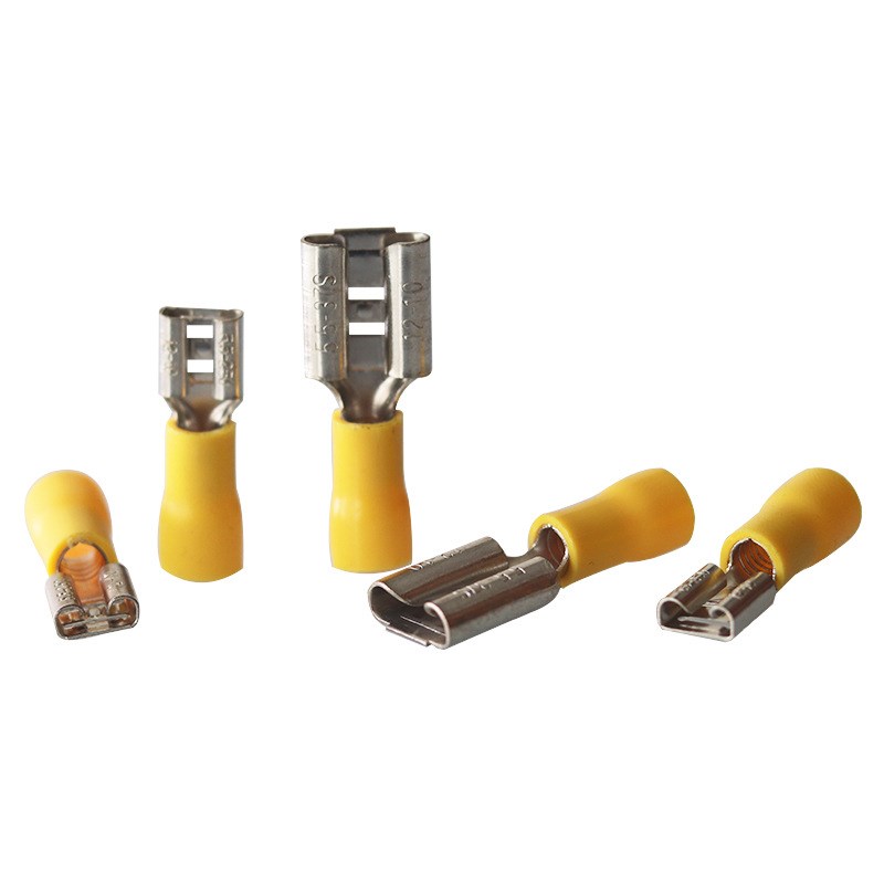 FDD2-250母预绝缘端头 冷压端子公母对接铜线耳 6.3插簧绝缘端子