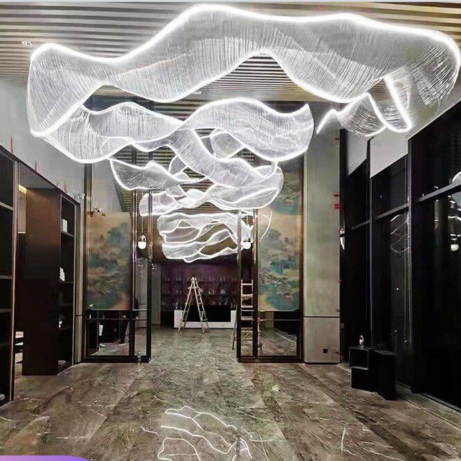 售楼部吊灯酒店别墅吊灯亚克力烤弯飘带灯艺术吊灯现代简约工程灯