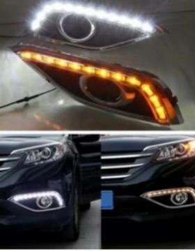 适用于12-14款CRV日行灯CR-V改装LED高亮带转向日间行车灯前雾灯