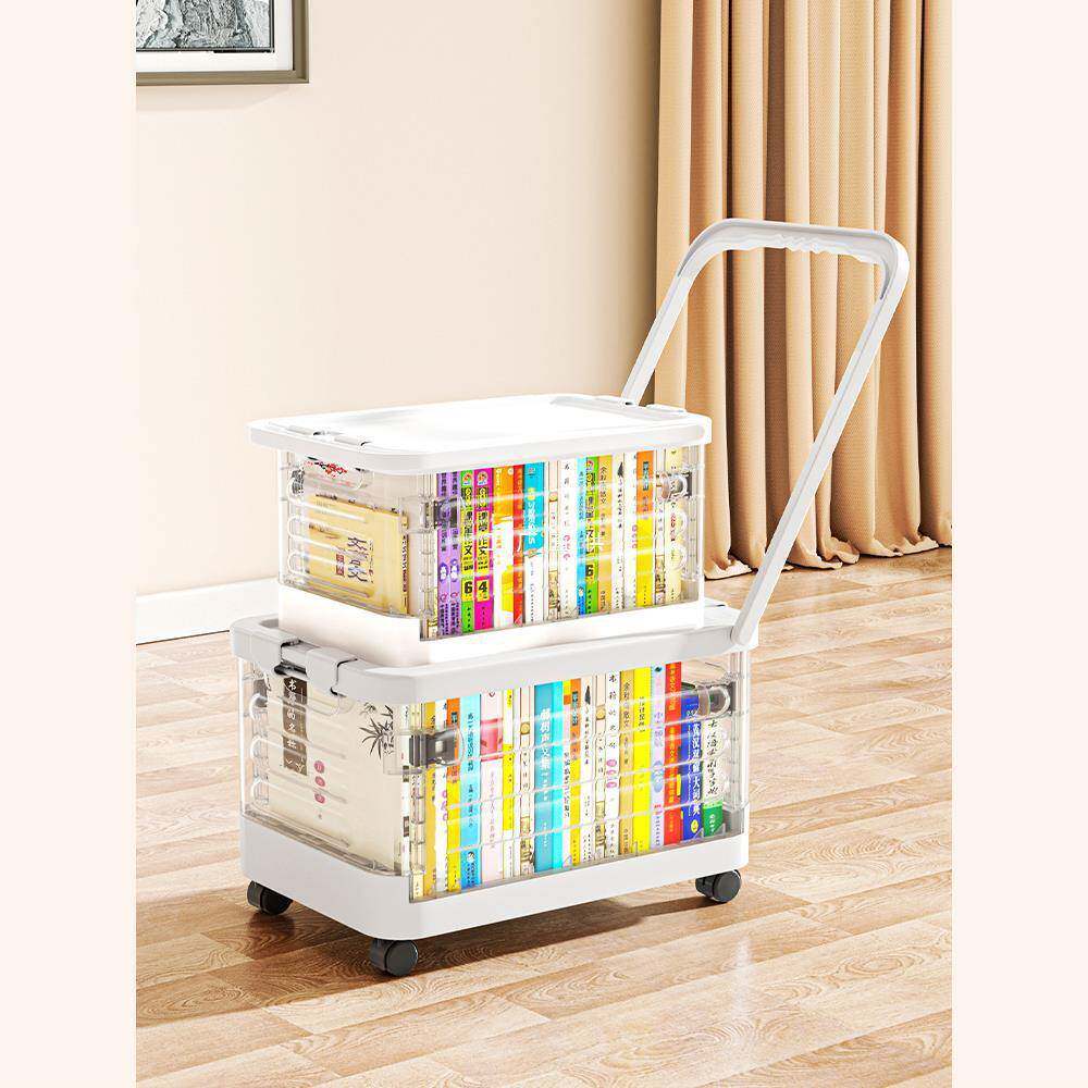 书本收纳箱学生用教室装书本整理收纳盒带轮子拉杆可折叠储物箱子