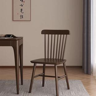 意式极简全实木餐椅靠背椅子中式北欧现代简约温莎椅橡木餐厅客厅
