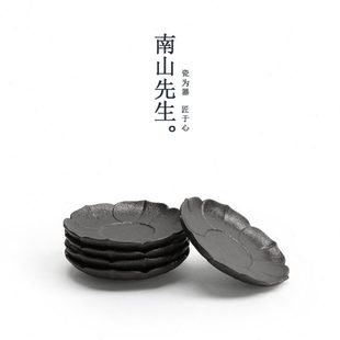 南山先生 黑陶绽莲杯垫 杯子隔热垫家居创意茶杯垫陶瓷茶道配件