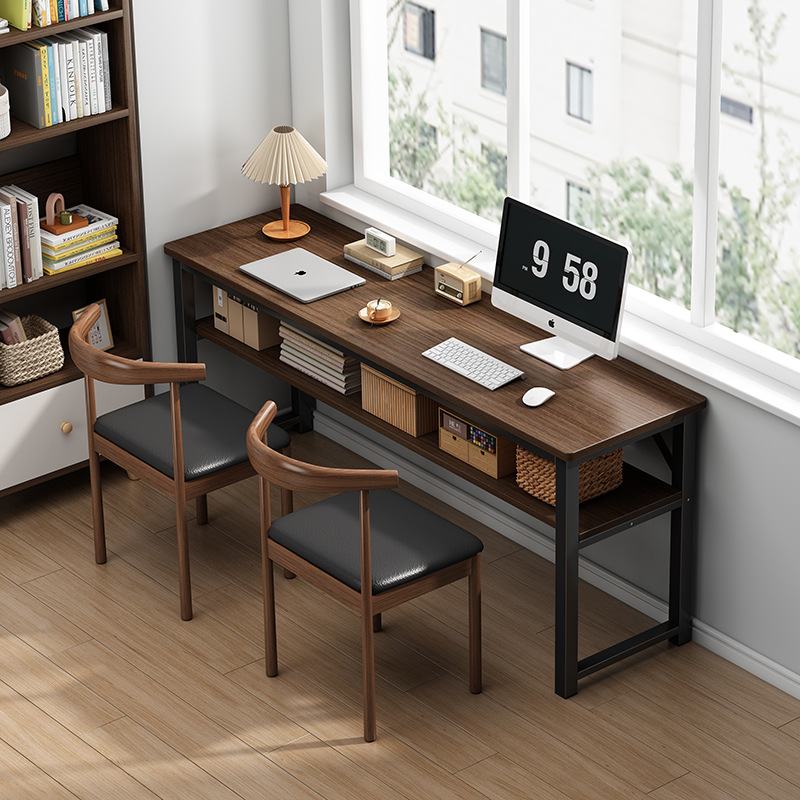 简易长条桌双人书桌学生家用学习桌电脑桌办公桌工作靠墙超窄桌子
