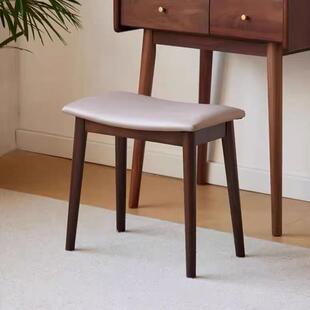 实木化妆凳高级马鞍凳轻奢软包梳妆凳卧室椅子家用板凳梳妆台凳子