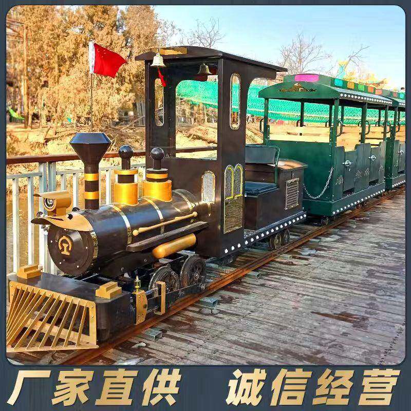 新款轨道火车景区中大型可坐人观光火车无动力游乐设备
