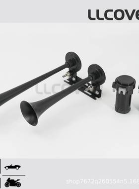 黑色双管气喇叭带继电器4032现货12V/24V镀铬卡车货车用热销