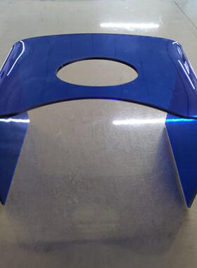 蓝色打孔有机玻璃展示台热弯展览架u型展架立式展览台